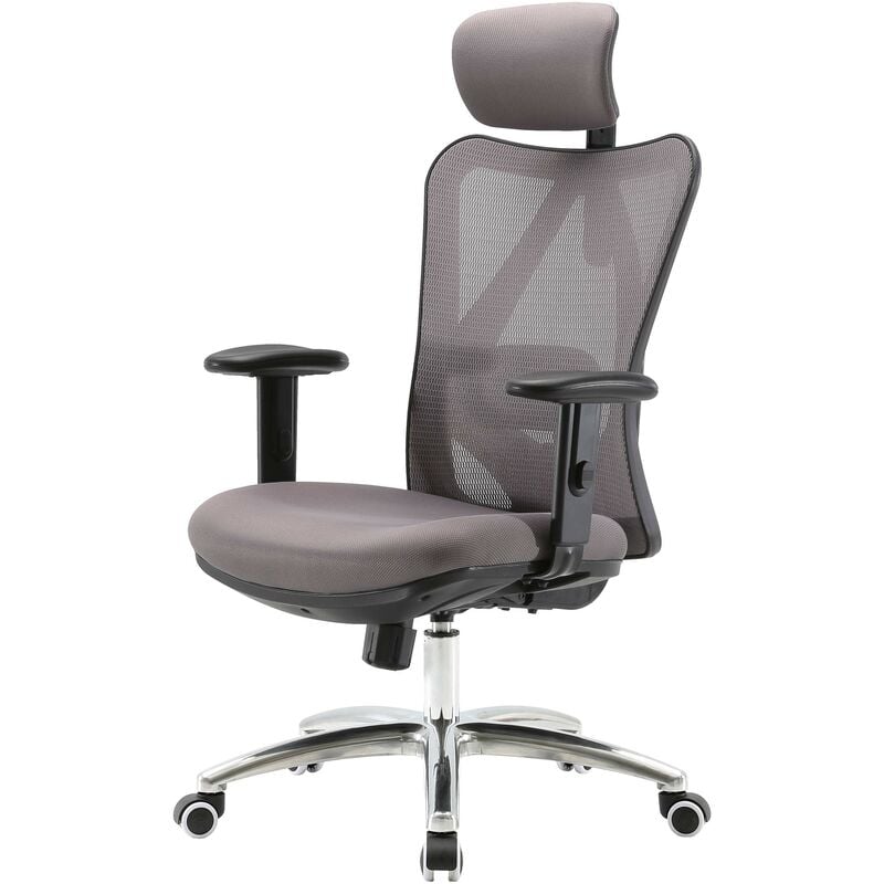 Chaise de bureau SIHOO Chaise de bureau, ergonomique charge max. 150kg sans repose-pieds, gris - grey