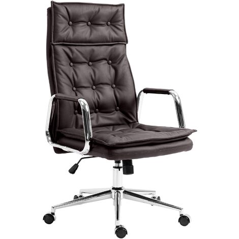 Chaise de bureau Sotia en cuir brun réel