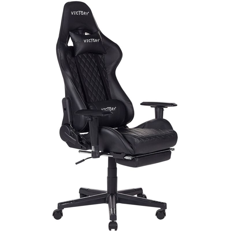 Siège de Gamer Ergonomique à Repose-Pieds et Repose-Bras ajustables Noir Victory