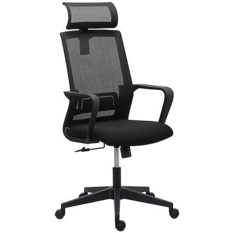 Sans Marque - Chaise de bureau spritzy tissu et maille - avec accoudoirs et soutien lombaire - Appui-tête - Mécanisme Basculant centré - Pied noir