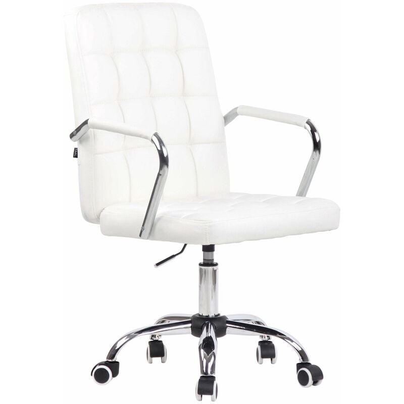 décoshop26 - chaise de bureau sur roulettes moderne et confortable en synthétique blanc