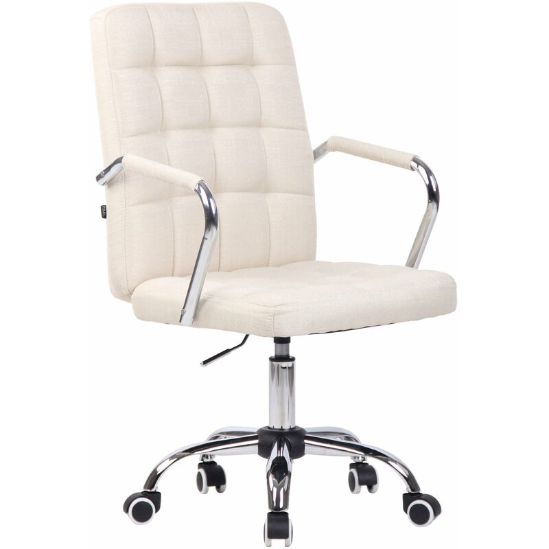 Chaise de bureau sur roulettes moderne et confortable en tissu crème BUR10636
