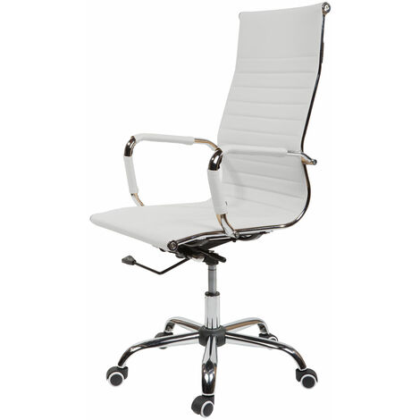Chaise de bureau SVITA ELEGANCE Blanc Similicuir Chaise pivotante Accoudoirs Réglage en hauteur