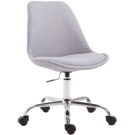 Chaise de bureau tabouret de travail sur roulettes hauteur réglable en tissu gris et métal chromé 100002684
