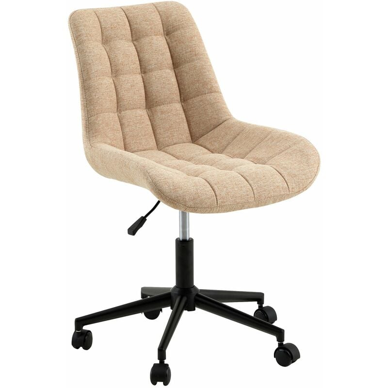 Chaise de bureau TALIA, fauteuil pivotant sans accoudoirs, siège à roulettes réglables en hauteur, revêtement en tissu beige - Beige