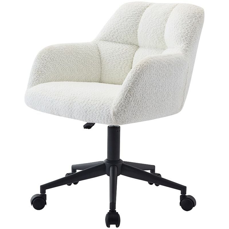 Chaise de bureau - Tissu bouclette - Blanc et noir - Hauteur réglable - pega de Pascal Morabito
