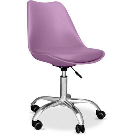 Chaise de bureau Tulip pivotante à roulettes Violet pastel