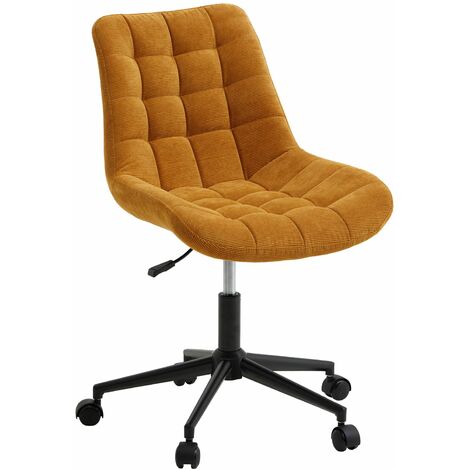 Chaise de bureau VASILO en velours côtelé - Jaune moutarde