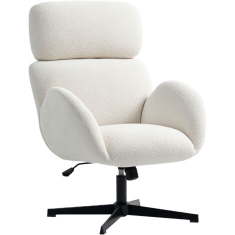 Chaise de bureau velours blanc crème rembourrée piètement acier réglable hauteur fauteuil bureau élégant design