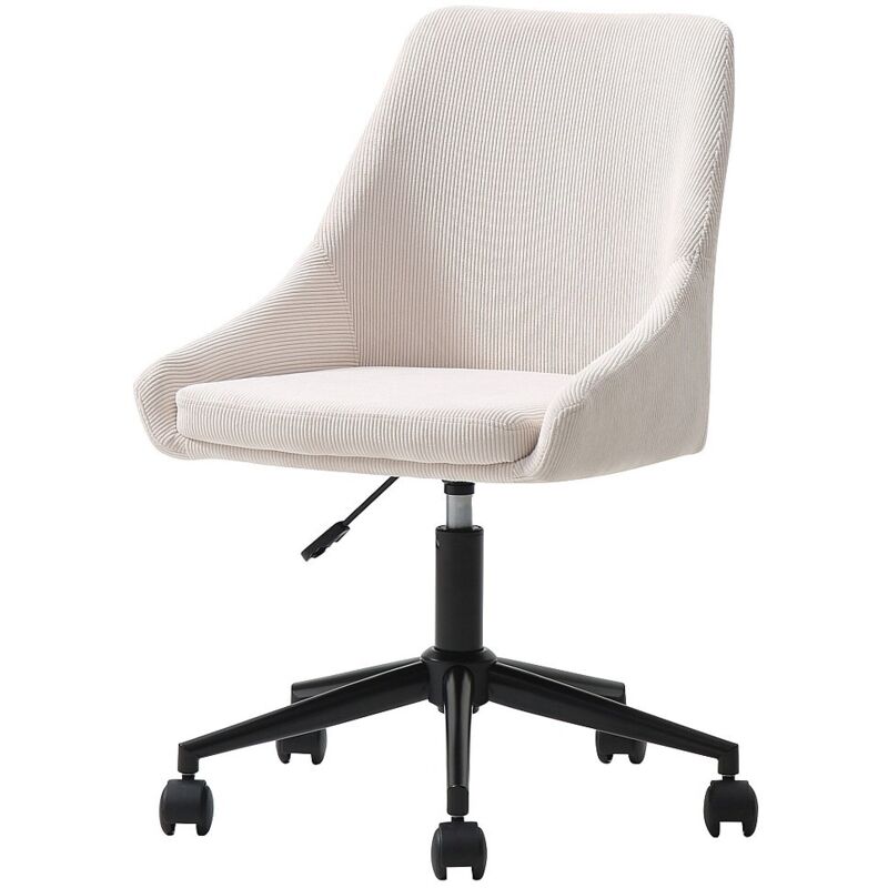 Vente-unique - Chaise de bureau - Velours côtelé - Crème et noir - Hauteur ajustable - masurie