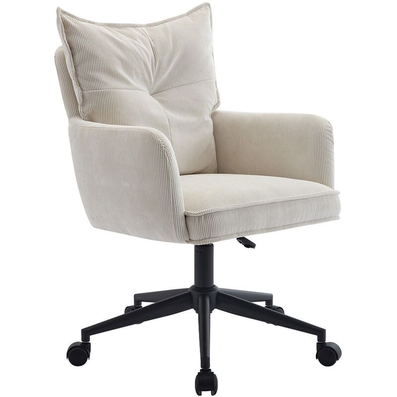 Pascal Morabito - Chaise de bureau - Velours côtelé - Crème et noir - Hauteur réglable - bataru de