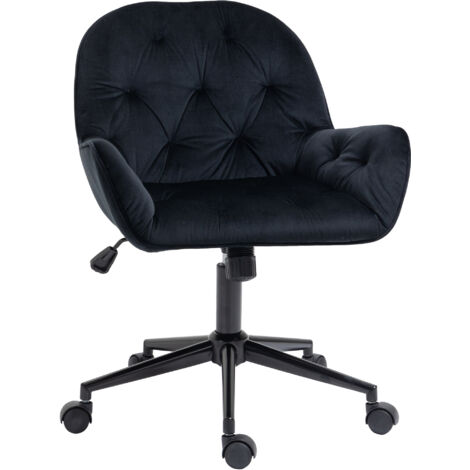 Chaise de bureau velours design Chesterfield BENEDITTA noir