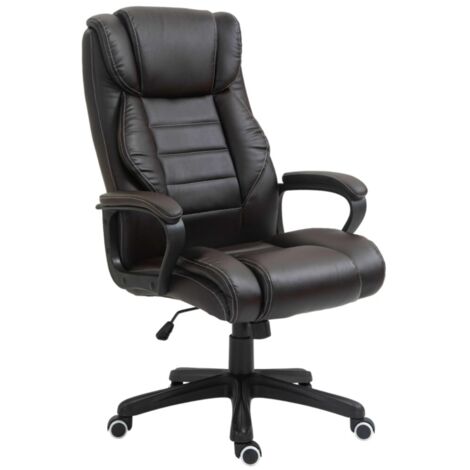 Chaise de bureau Vinsetto avec massage vibratoire, fonction basculante, pivotante et réglable en hauteur, fauteuil ergonomique de direction marron