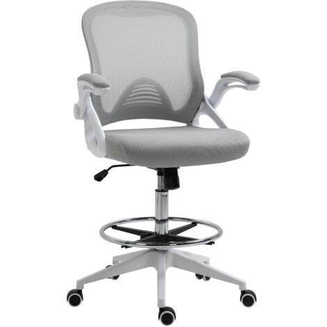 Chaise de bureau Vinsetto, chaise de bureau réglable en hauteur, avec repose-pieds, siège pivotant, acier, noir, 64 x 60 x 106-126 cm