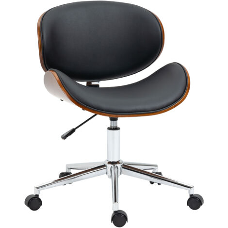 chaise de bureau vintage RONNY noir et bois