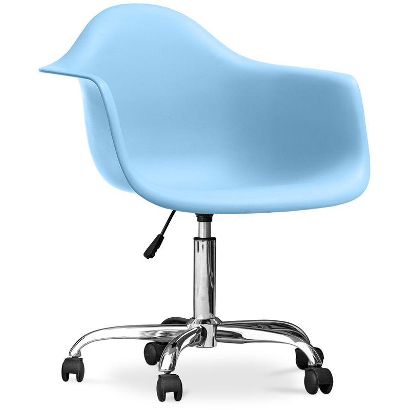 privatefloor - chaise de bureau weston scandinave style premium design avec roulettes bleu clair - acier, pp, plastique, metal, nylon - bleu clair