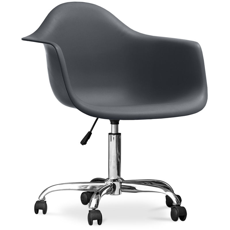 privatefloor - chaise de bureau avec accoudoirs - chaise de bureau à roulettes - weston gris foncé - acier, pp, plastique, metal, nylon - gris foncé