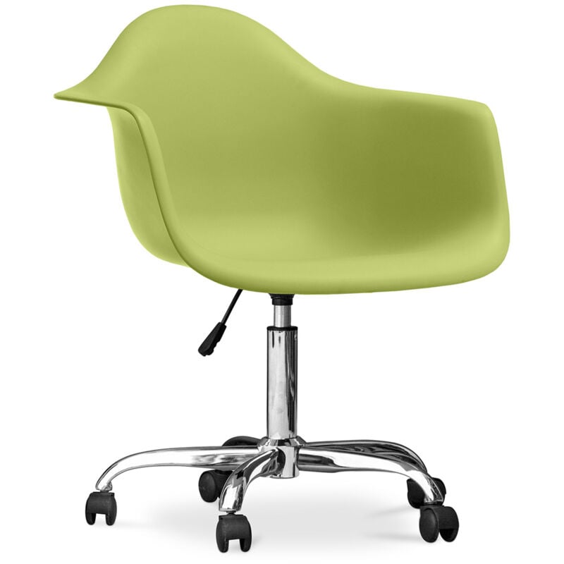 privatefloor - chaise de bureau avec accoudoirs - chaise de bureau à roulettes - weston olive - acier, pp, plastique, metal, nylon - olive