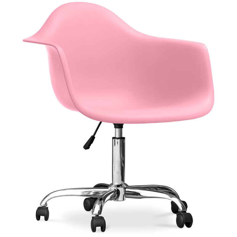 privatefloor - chaise de bureau avec accoudoirs - chaise de bureau à roulettes - weston rose - acier, pp, plastique, metal, nylon - rose