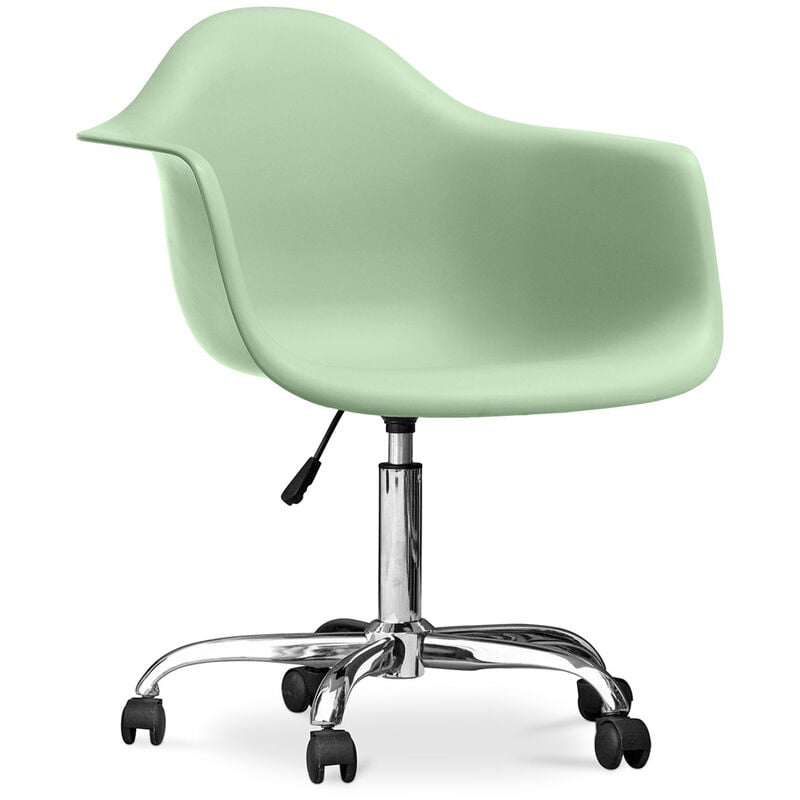 privatefloor - chaise de bureau avec accoudoirs - chaise de bureau à roulettes - weston vert pastel - acier, pp, plastique, metal, nylon - vert pastel