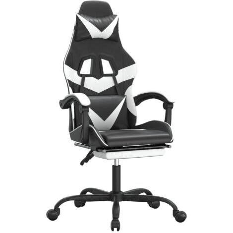 Chaise de bureau,Chaise de bureau avec repose-pied Noir et blanc Similicuir CFW78235