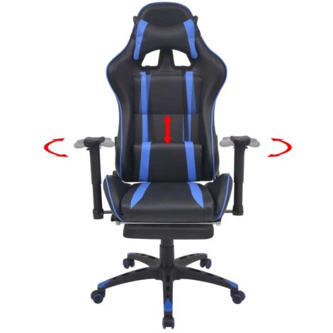 Chaise de bureau,Fauteuil de bureau, Chaise Gaming inclinable avec repose-pied Bleu CFW73320