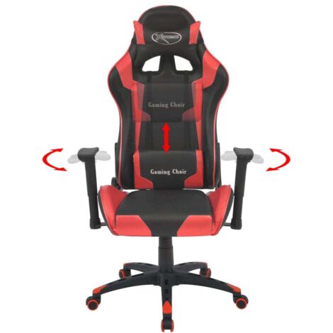 Chaise de bureau，Fauteuil de bureau, Chaise Gaming inclinable Cuir artificiel Rouge CFW94465