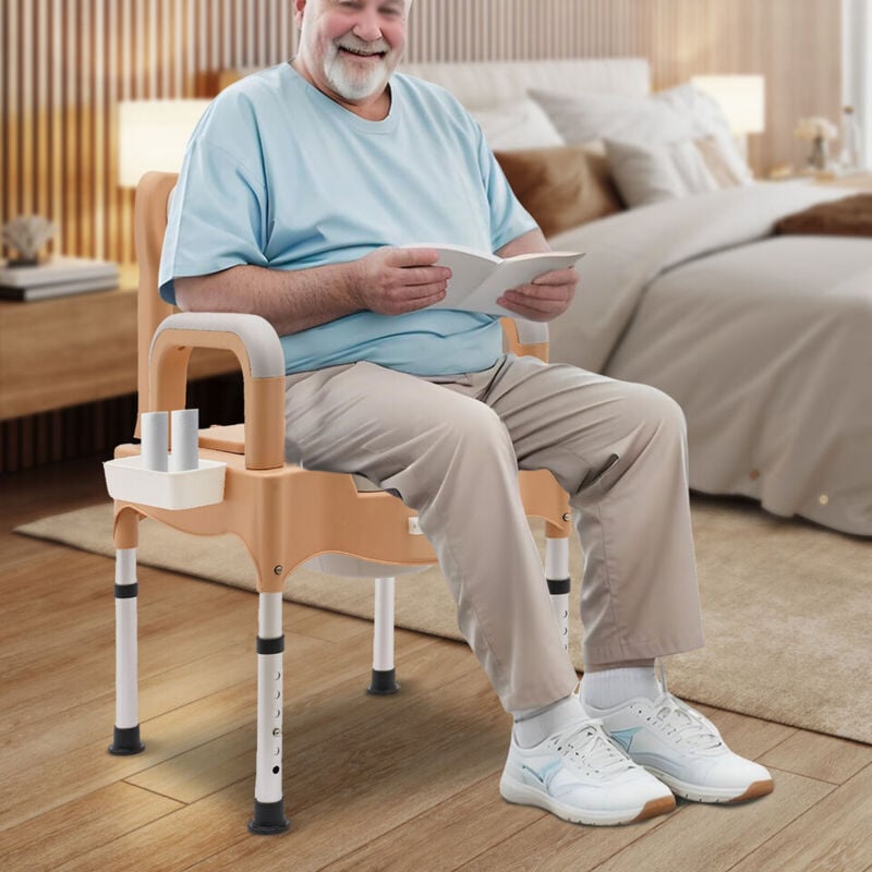 Chaise de cabinet de tiroir de lit chaise de toilette portable hauteur réglable cabinet de tiroir wc