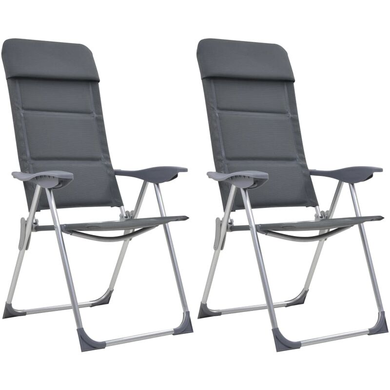 Chaise de camping lot de 2 Gris 58x69x111 cm Aluminium vidaXL