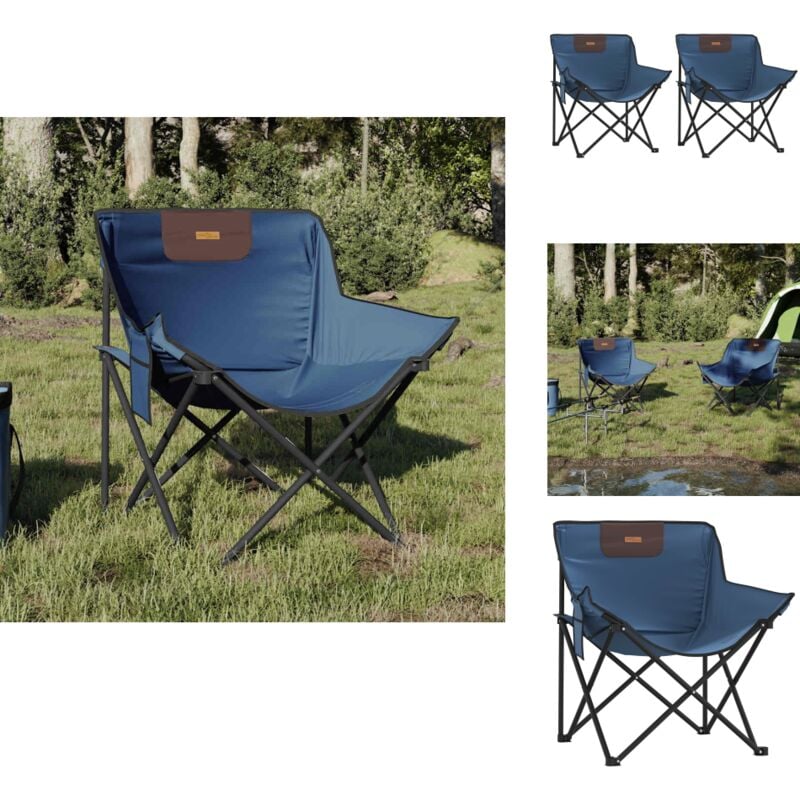 Chaise de camping avec poche pliable lot de 2 bleu - Chaises De Camping - Chaise Pliante - Mobilier De Jardin - Chaise Extérieure - Chaise Portable