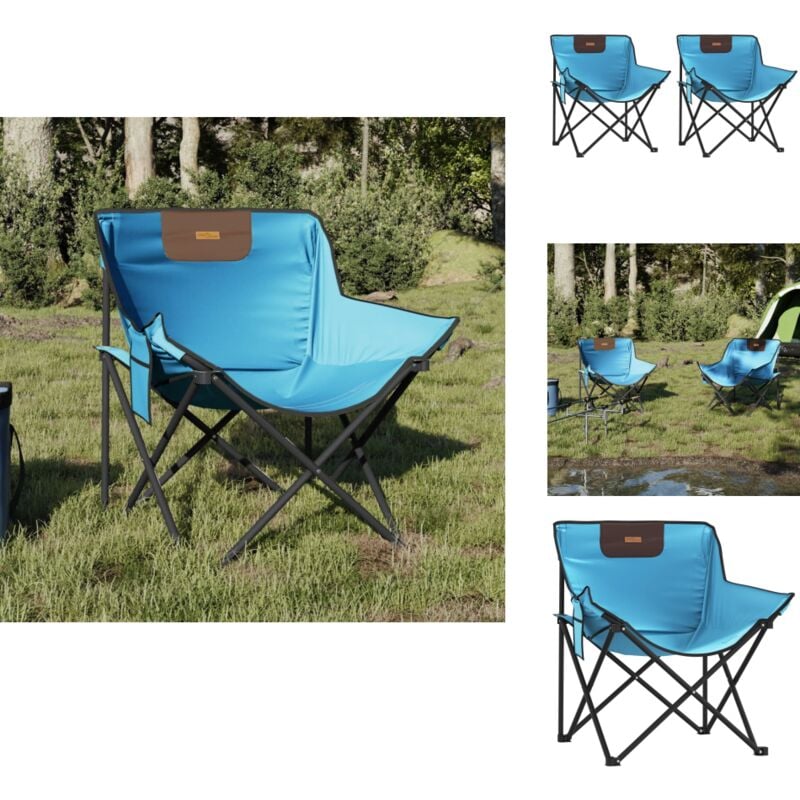 Chaise de camping avec poche pliable lot de 2 bleu vif - Chaises De Camping - Chaise Pliante - Mobilier De Jardin - Chaise Extérieure - Chaise