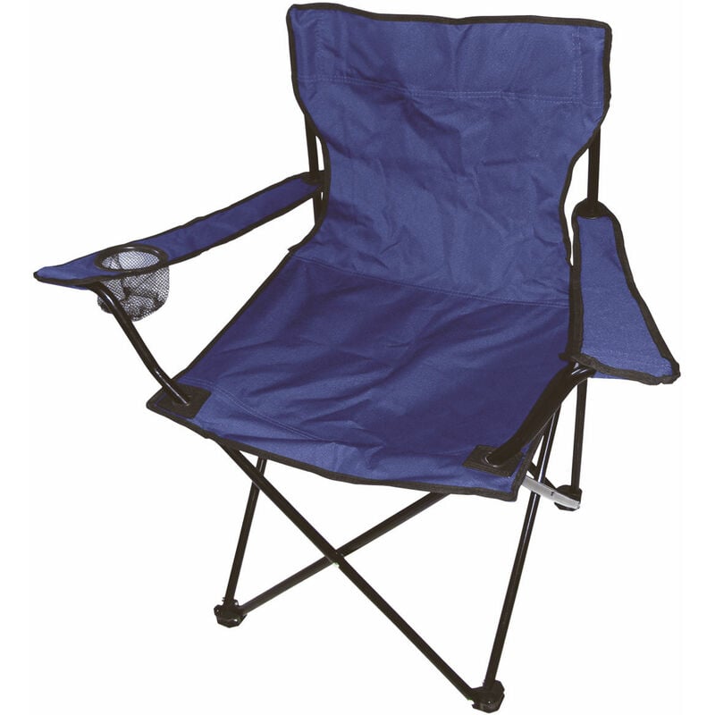 Chaise de camping avec porte-gobelet - bleu