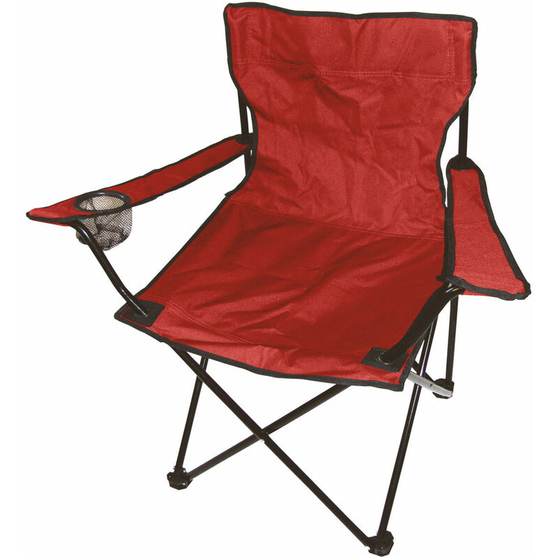 Chaise de camping avec porte-gobelet - rouge