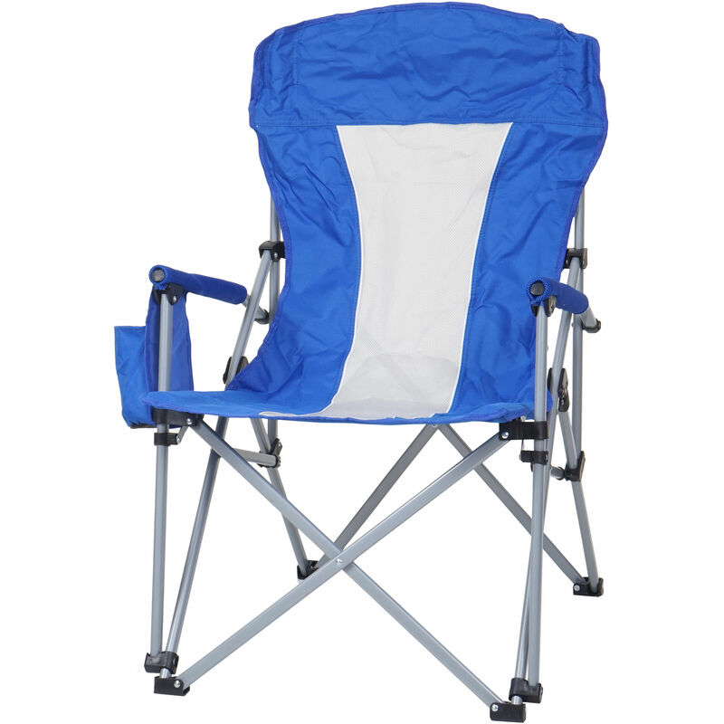 Jamais utilisé] Chaise de camping HHG 495, chaise pliante chaise de pêcheur chaise de régie, lavable housse de protection acier tissu/textile bleu