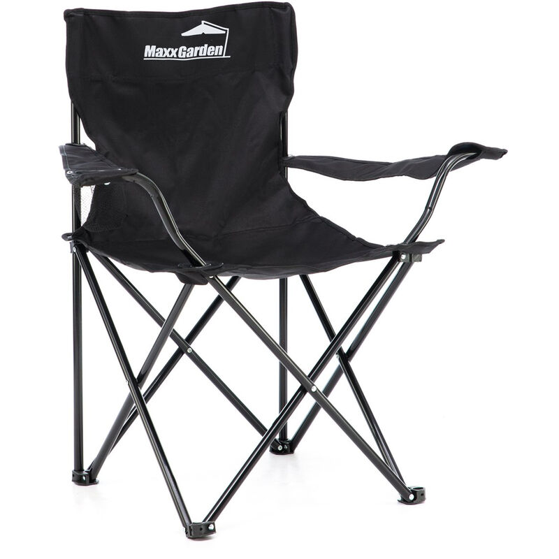 Chaise de Camping Pliante - Chaise de Pêche - jusqu'à 100 kg - Noir - black - Maxxgarden