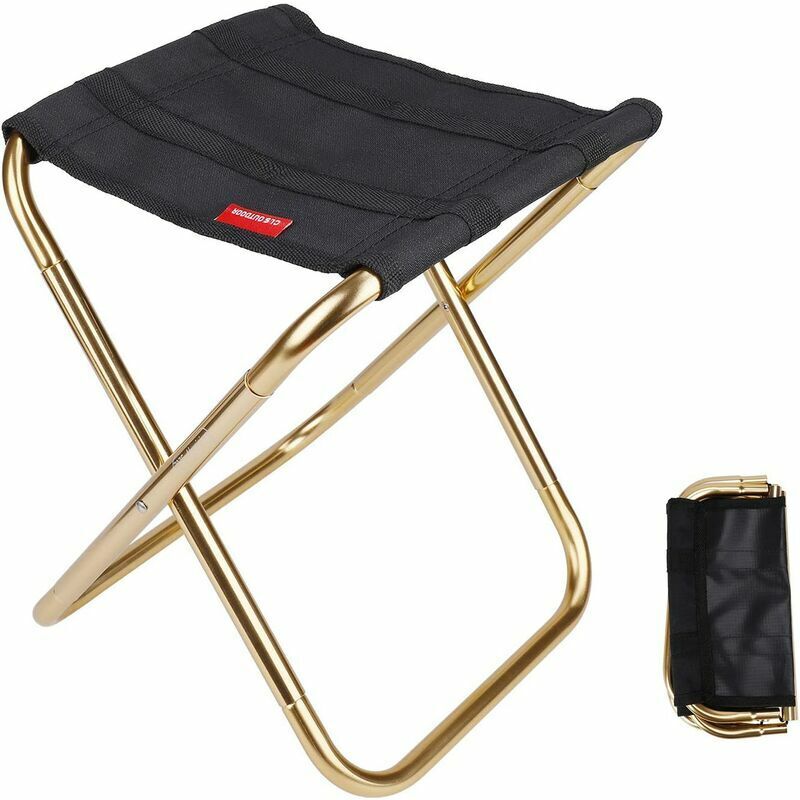 Chaise de camping Mini Tabouret Chaise de Camping Siege Assise Pliant Portable pour Pêche Randonnée BBQ Voyage Noir