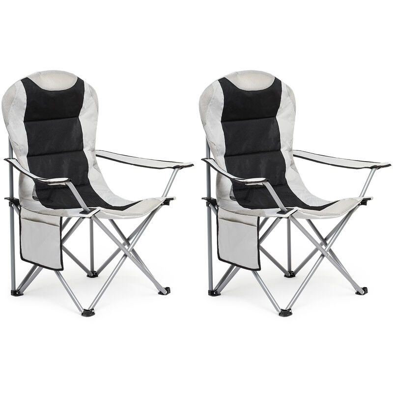 Intimate Wm Heart - Mondeer Lot de 2 chaises de camping pliante avec Porte-Gobelet et Poche de Côté , Gris clair