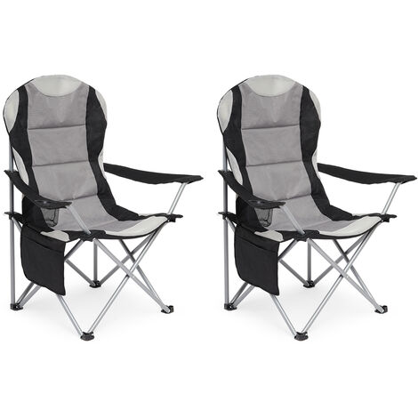 2x Chaise de camping avec housse pliante fauteuil de camping pliable siege plage 