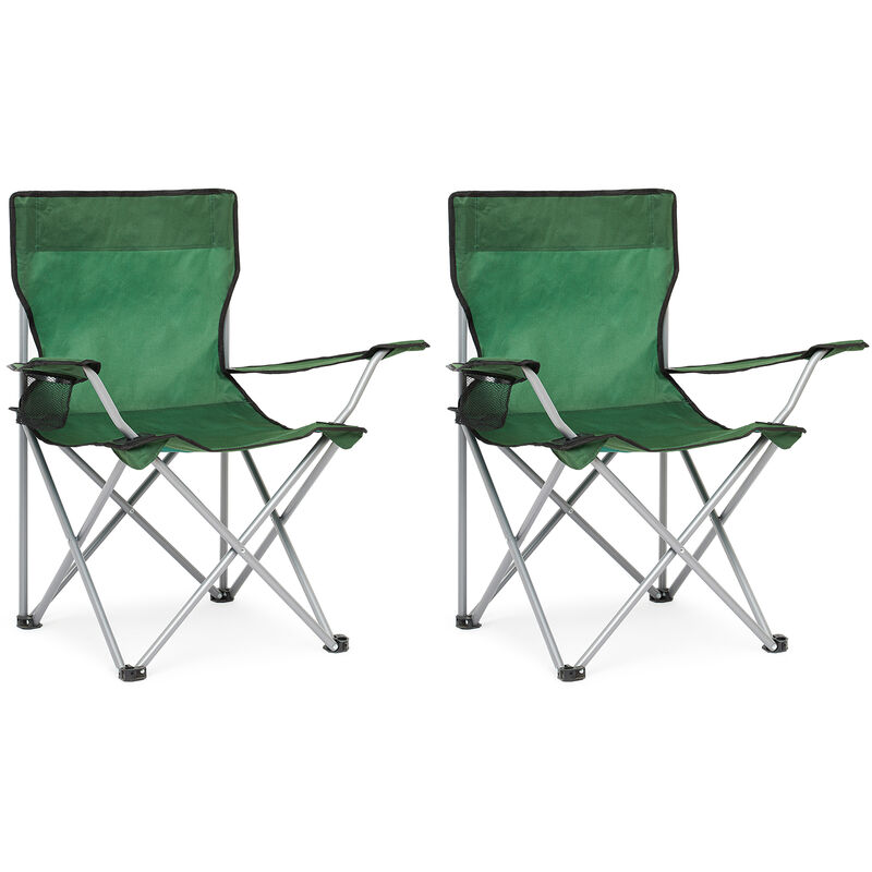 Chaise de Camping Pliable avec Porte-Gobelet , Portable,Extérieure pour Plage, Voyage, Pêche, Barbecue, Vert, Lot de 2