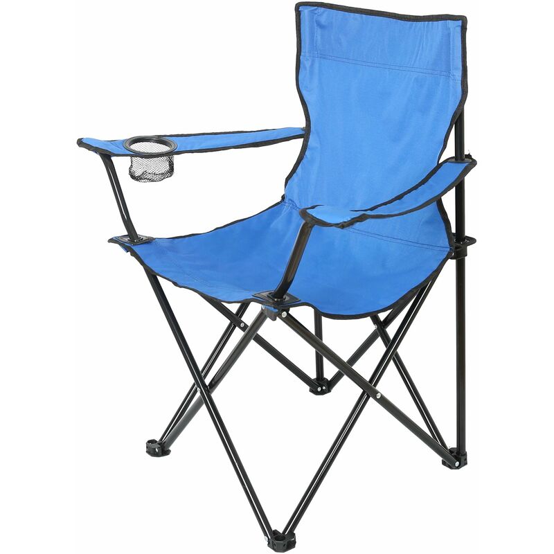 Chaise de Camping Pliable, Chaise de Jardin Pliable, Chargeable jusqu'à 100 kg, Hauteur du siège 40 cm, avec Porte-Boisson et Sac, léger, 80 x 50 x