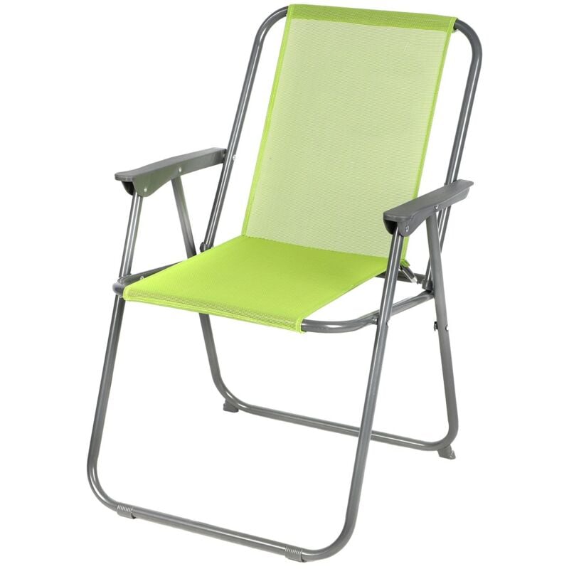 Chaise de camping pliable - Dimensions : Longueur 53 cm x Largeur 55 cm x Hauteur 75 cm. - Vert anis