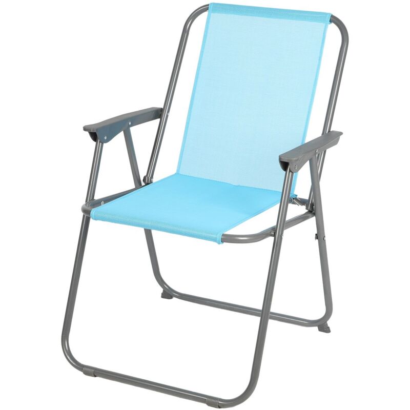 Chaise de camping pliable - Dimensions : Longueur 53 cm x Largeur 55 cm x Hauteur 75 cm. - Turquoise