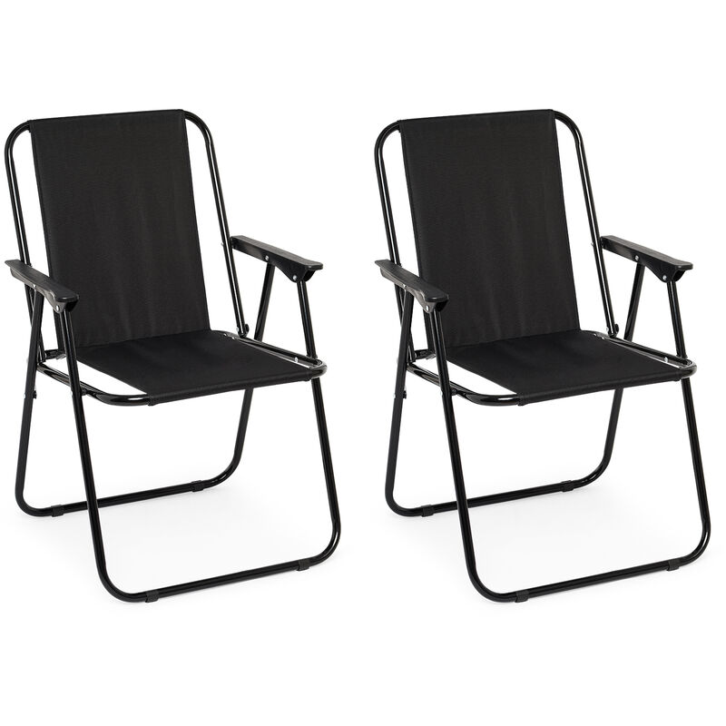 Lot de 2 Chaise de Camping Pliable, Chaise de Plage Confortable - Noir - Mondeer
