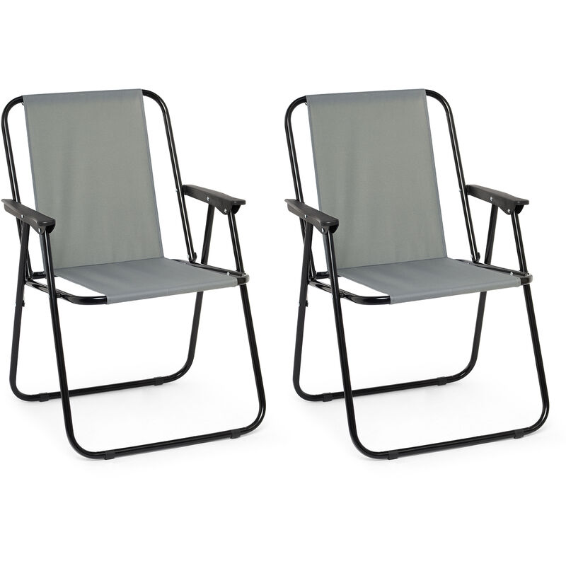 Mondeer - Lot de 2 Chaise de Camping Pliable, Chaise de Plage Confortable - Gris