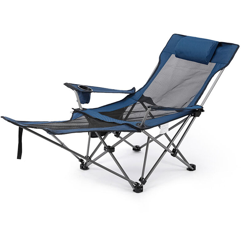 Chaise de camping pliante 2 en 1, chaise longue inclinable réglable et portable avec repose-pieds amovible pour le camping, la pêche, la plage, les