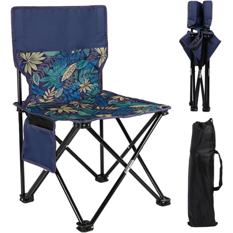 Chaise de Camping Pliante 200 kg de Chargement de Chargement léger chaises Pliantes Portables avec Sac de Transport et Chaise de Motif rétro de Poche