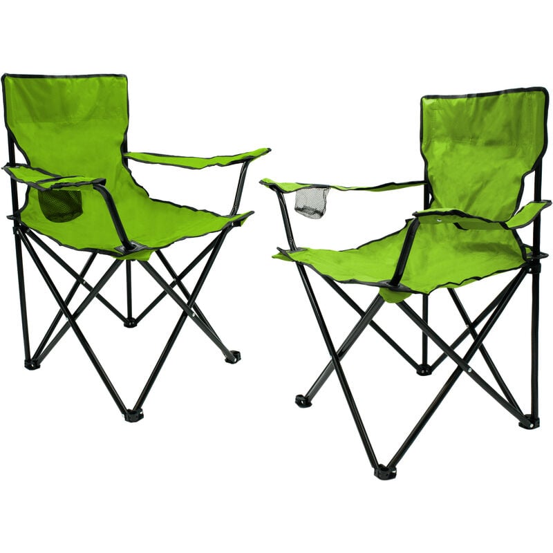 Chaise de camping pliante avec porte-boisson - set de 2 - vert lime - chaise de camping pliante avec sac de transport - chaise pliante pour festival
