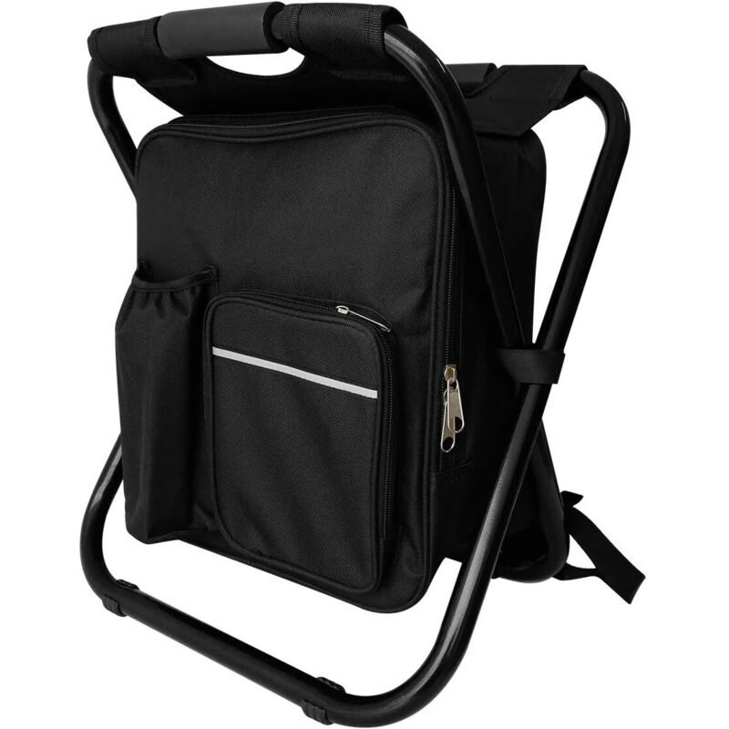 Dpzo - Chaise de Camping Pliante avec Sac à Dos, Ultra-Légère et Étanche pour Camping, Pique-Nique, Chasse (Noir)