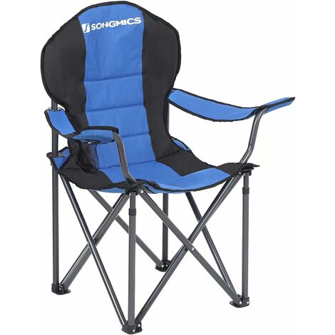 Chaise de Camping Pliante, Chaise Pliante, Assise Confortable avec Rembourrage en Mousse, avec Porte-Bouteilles, Charge maximale GCB06BU Chaise d'extérieur Charge maximale 250 kg Bleu