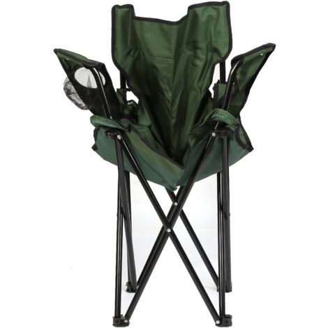 Chaise De Camping Pliante Avec Auvent Et Porte-gobelet - Pêche, Plage, Randonnée - Noir, Confortable Et Pratique